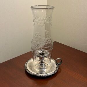 VTG Superior Silver Co. quadruple silver plated hurricane candle holder #1210